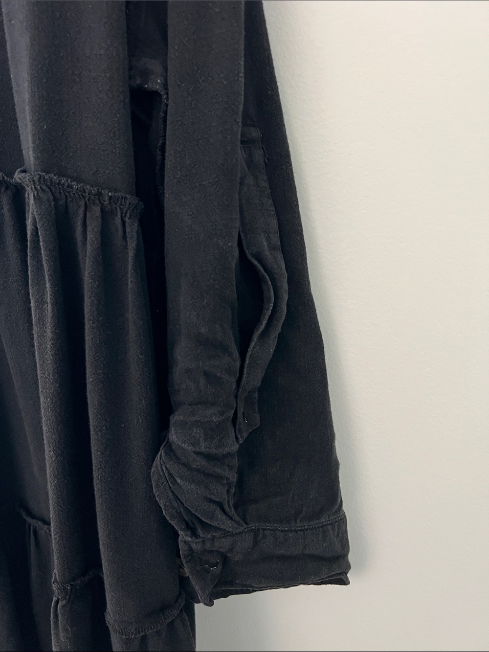 White Birch | Cotton Blend Black Tiered Button-Front Shirt Dress #D90042XL Sz S - Picture 7 of 16